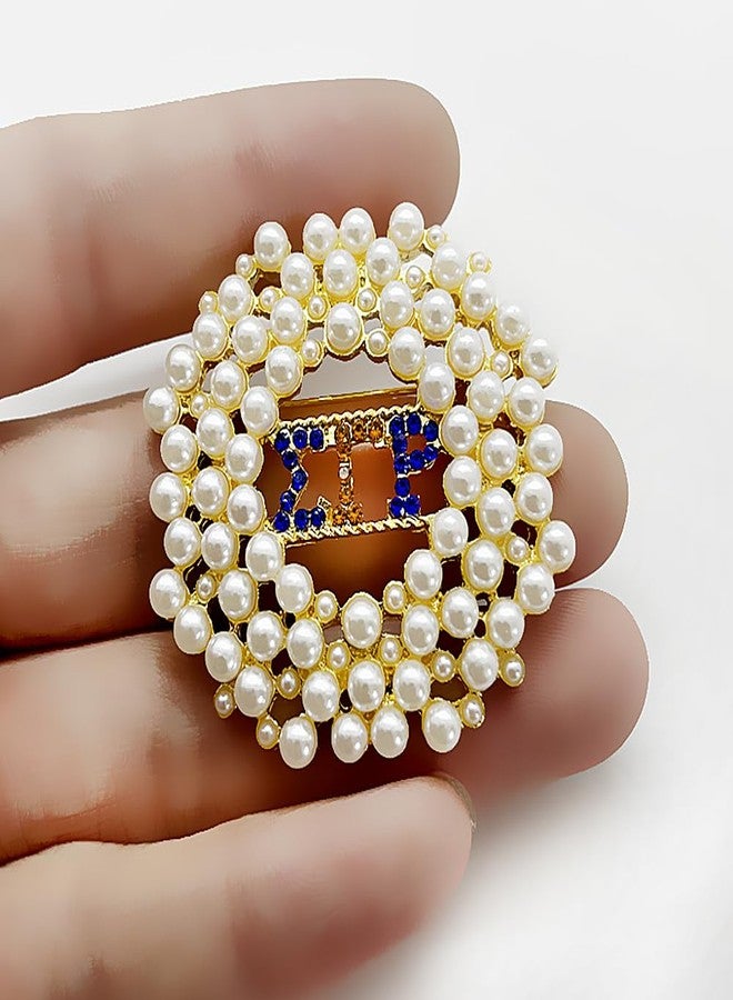 muiot SIGMA GAMMA RHO Sorority Golden Brooch With Imitation Pearls & Rhinestone Metal Greek Letter Brooch Sorority Symbol SGR Member Jewelry Pin - Image 5